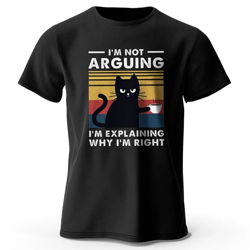Cross-border European size pure cotton T-shirt for men "I'm not arguing" printed T-shirt 100% cotton men's short sleeves