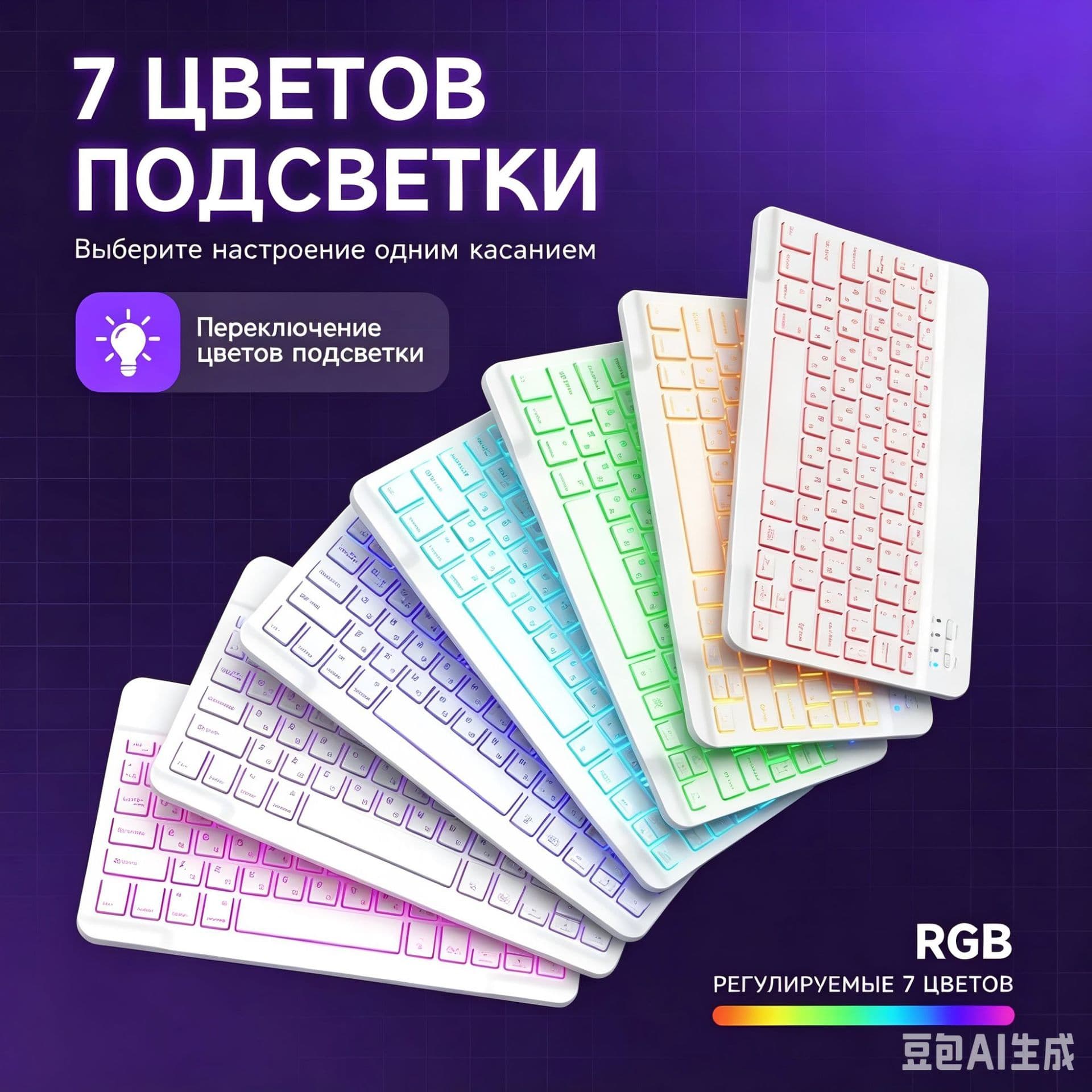Bluetooth keyboard suitable for iPad Huawei mobile phone tablet Spanish phonetic Thai Spanish 7/10 inch keyboard