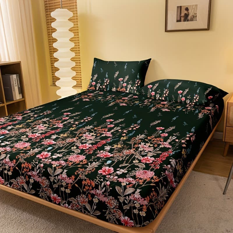 Cross-Border Fitted Sheet 3-Piece Set Space Explorer Colorful Planet Design Bed Sheet Bedding Set for Adults and Children