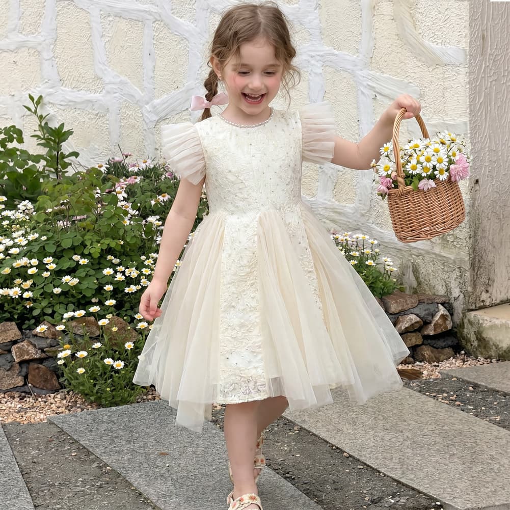 Girls' Summer Dress 2026 New Style Korean Trendy Baby Sequin Mesh Tulle Fairy Dress Tank Dress Princess Dress