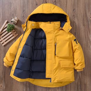 Boys' Deep Winter Thickened Hooded Down Cotton Coat, Stylish Winter Quilted Jacket, Youth Cotton Coat for Boys