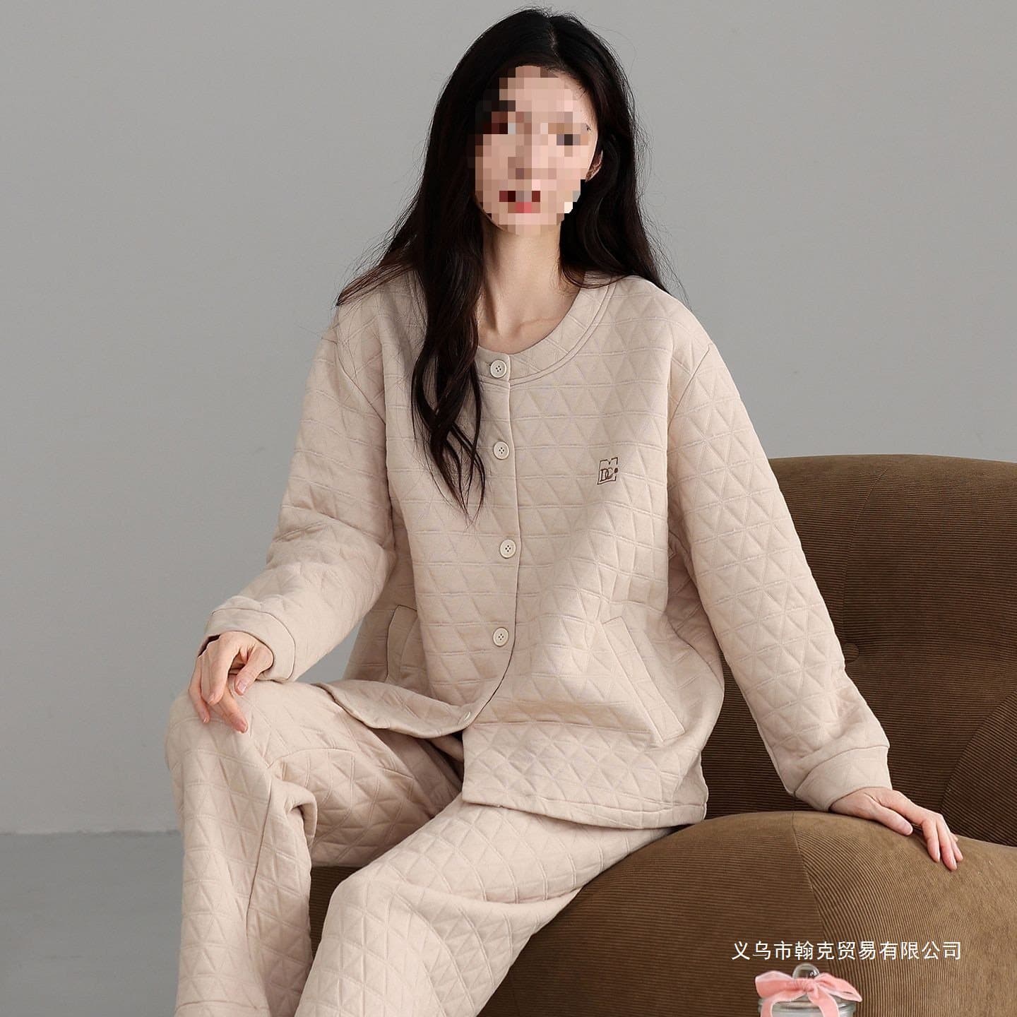Luxury Air Cotton Pajamas for Women, Spring/Autumn, Thickened Three-Layer Cotton, Long-Sleeve Thermal Homewear, Fall/Winter