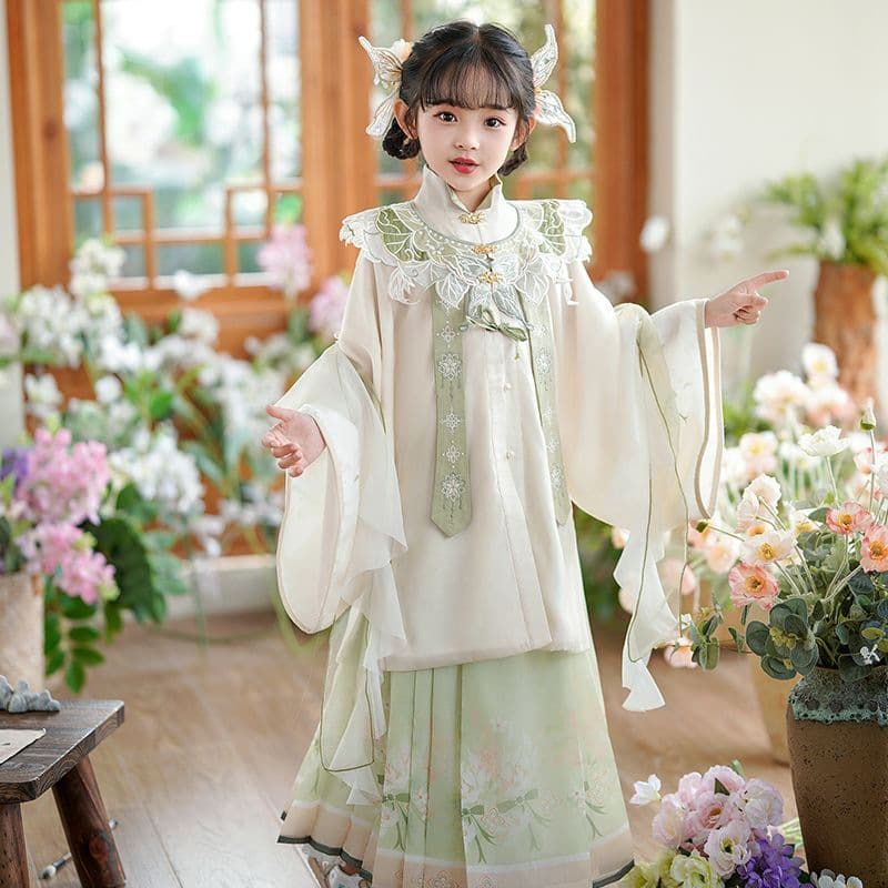 2025 Girls' Hanfu Spring Autumn New Children's Super Fairy Ancient Style Traditional Chinese Tang Suit Baby Girl Flower Goddess Spring Autumn Style