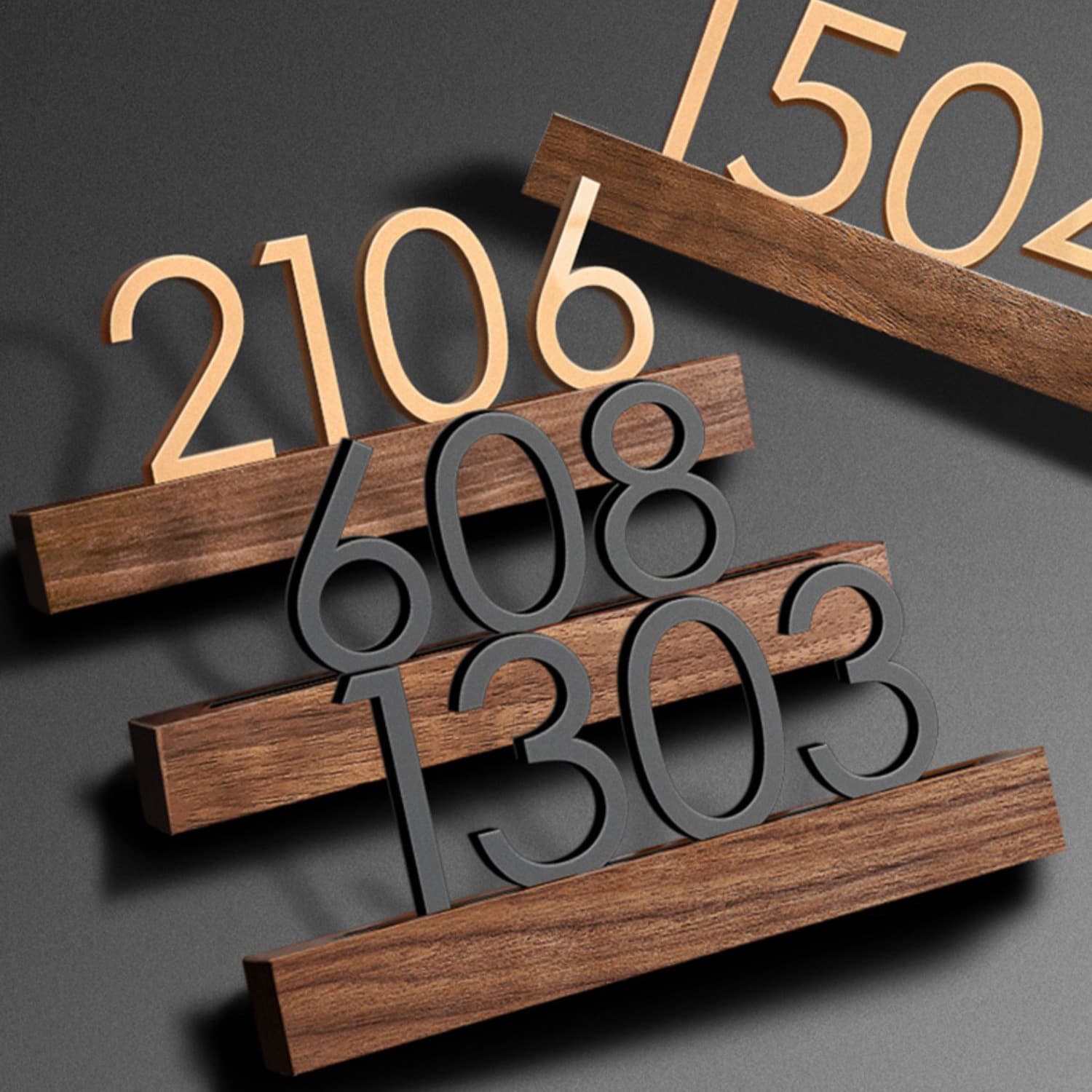 Acrylic Door Number Plate Luxury Hotel Room Number Residential Sign No Drilling Required Solid Wood High End Identification