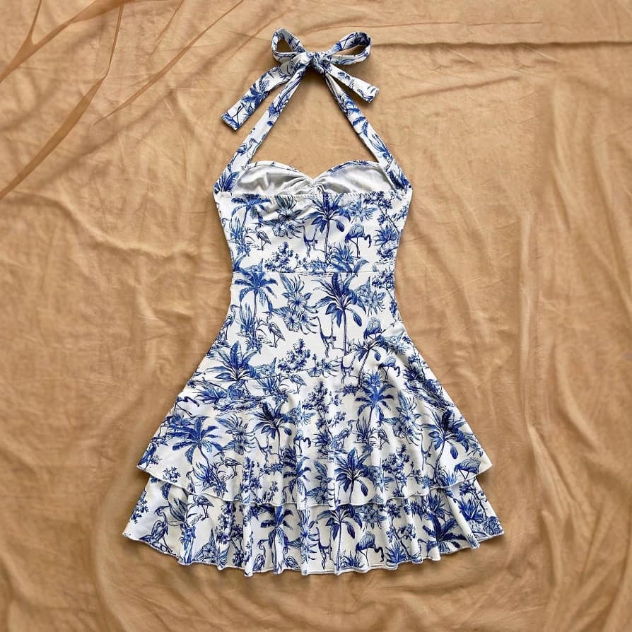 2026 Cross-border Independent Station Plus Size Camisole Mini Dress Fashionable Printed Camisole Dress