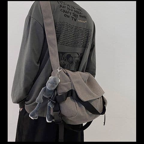 Canvas Bag College Student Crossbody Bag Large Capacity Unisex Retro Workwear Style Light Luxury Shoulder Bag Street Shoulder Bag
