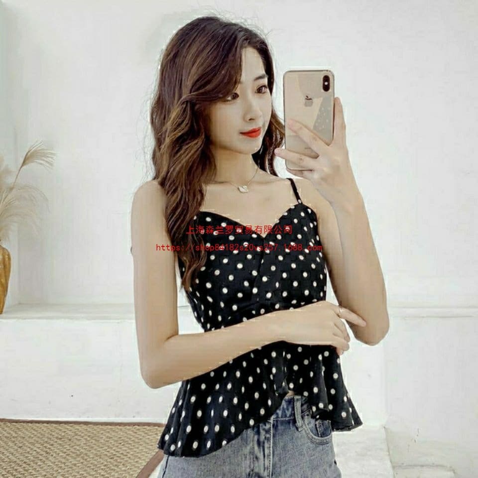 New Polka Dot Camisole Top for Women - Sexy Sleeveless Backless Blouse, Loose Chiffon Shirt to Conceal Belly