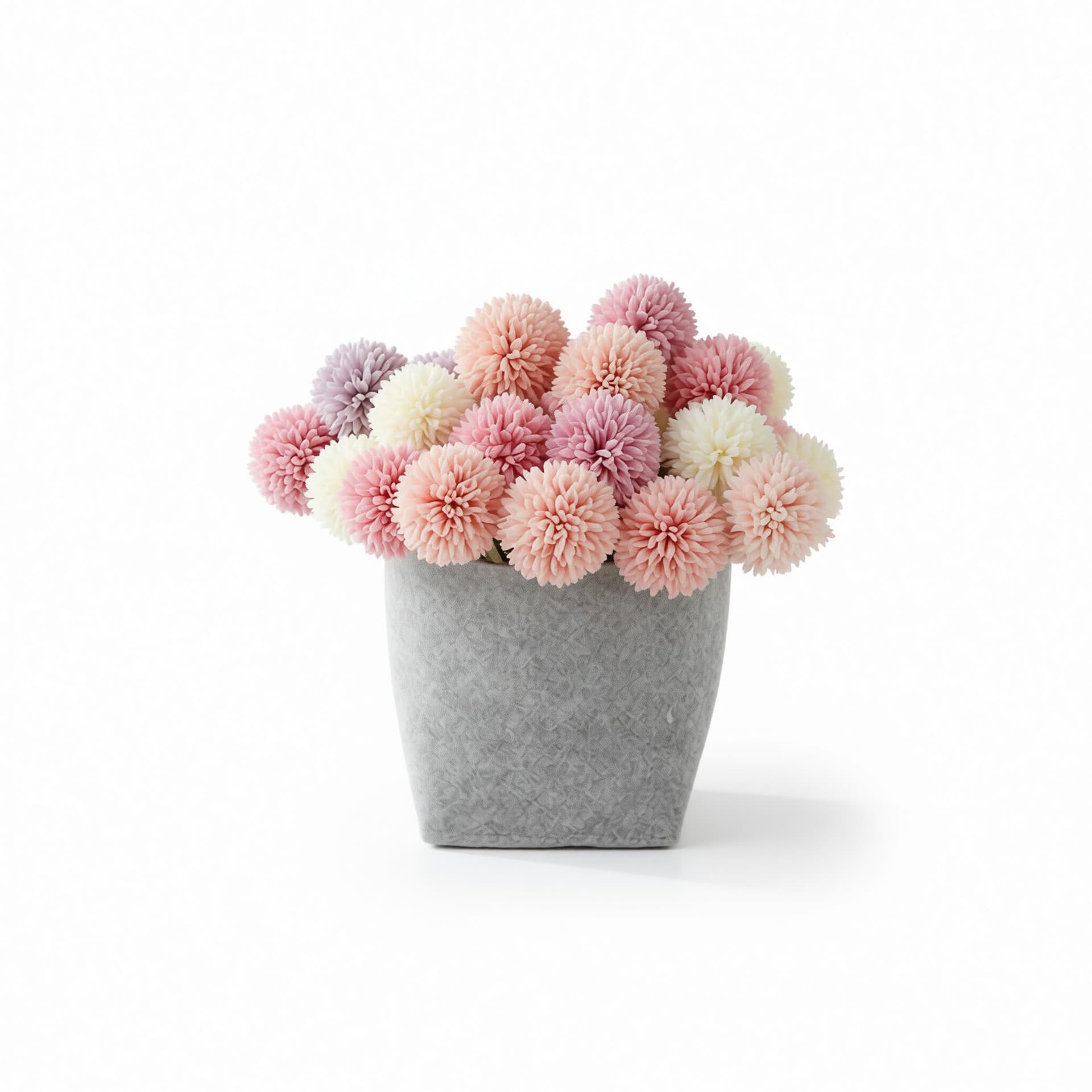 Colorful Artificial Ping Pong Chrysanthemum Bouquet, Round and Full Pom-Pom Chrysanthemum Flower Art, Pink, Purple, Off-White, Multi-Color Gradient Artificial Plant