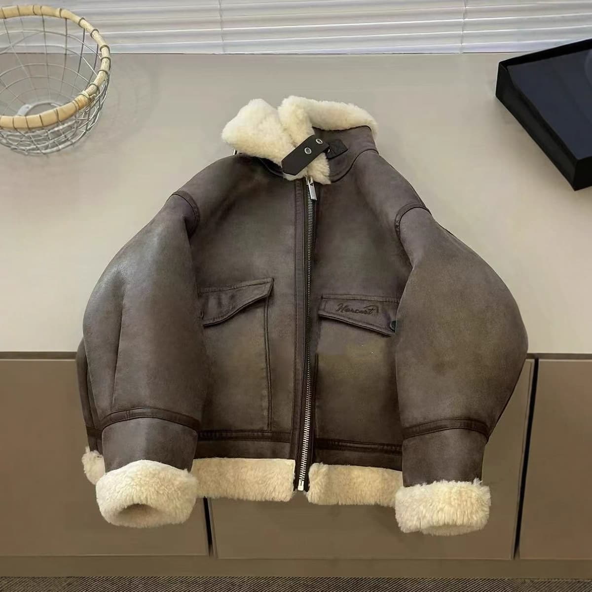 "Good Luck Continues" Kids Motorcycle Leather Jacket, Fleece-lined, Thickened, Extra Soft and Comfortable, Upgraded Version, Parent-Child Style Outerwear