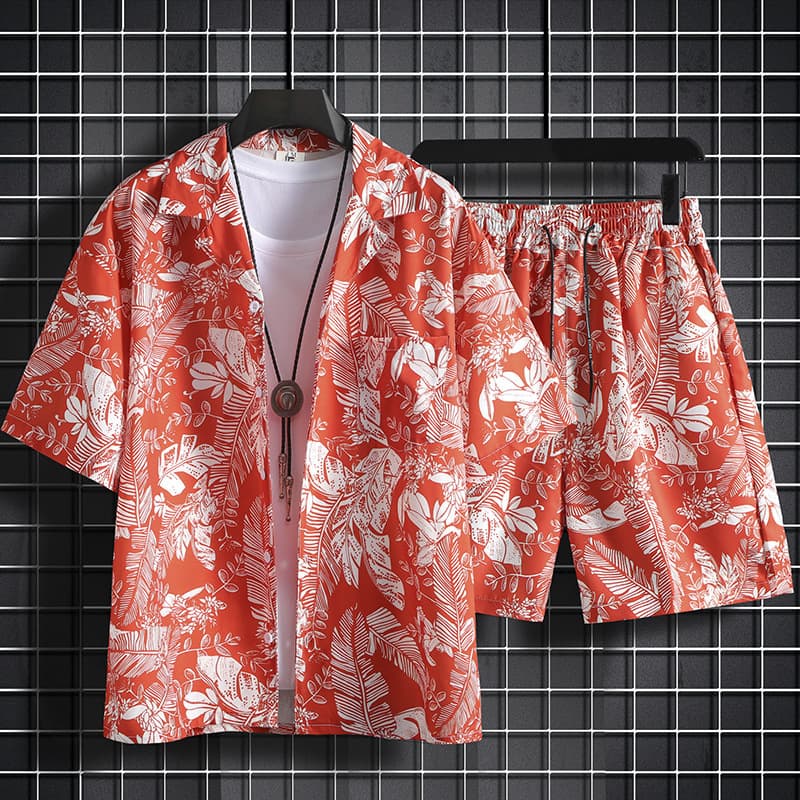 Summer Men's Sanya Beach Suit Thai-style Hawaiian Loose Floral Shirt Hainan Travel Short Sleeve Top Trendy