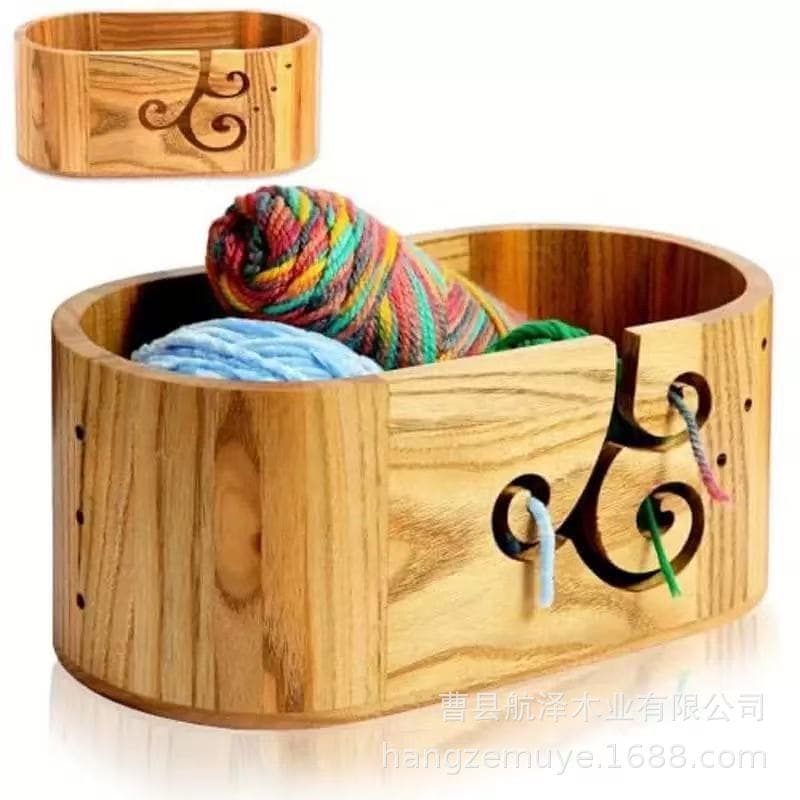 Cross-border Wooden Yarn Bowl Oval Knitting Tool Yarn Storage Box Spool Holder Crochet Yarn Bowl