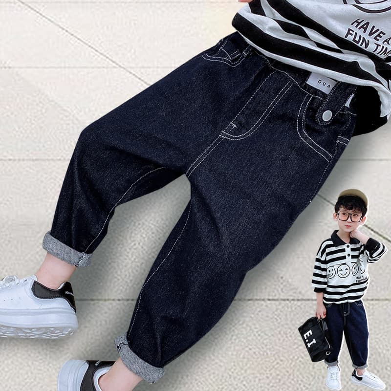 Boys' Jeans 2026 Spring New Style Medium and Large Children's Pants Autumn and Winter Korean Style Integrated Fleece Casual Loose Long Pants