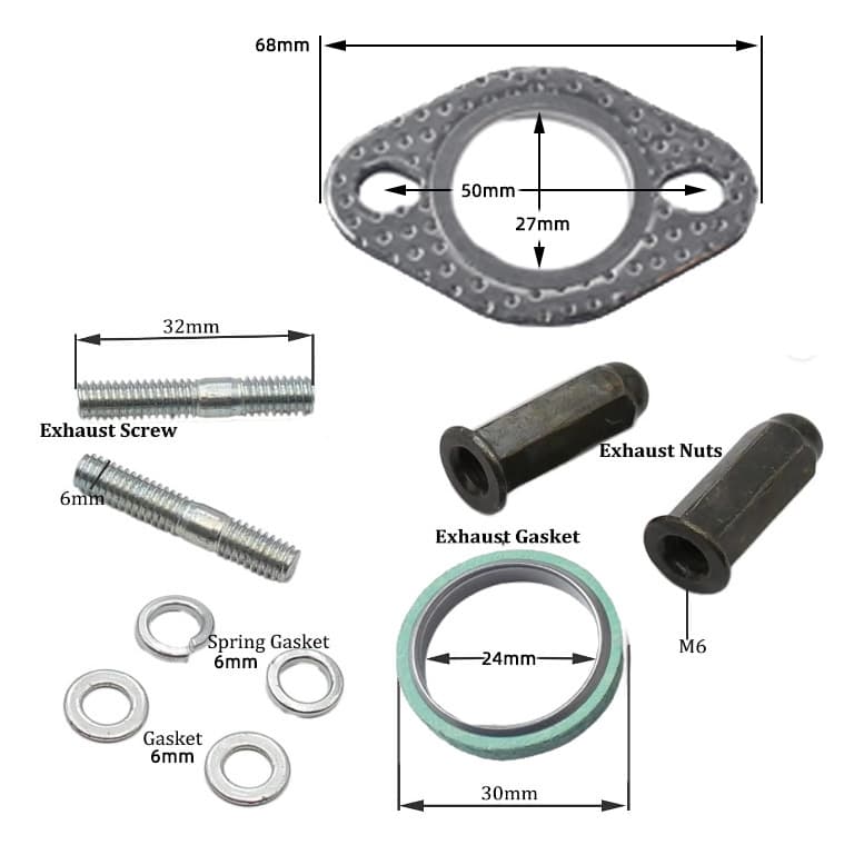 Engine Exhaust Pipe Screw Kit GY6 50-150cc Exhaust Rustproof Nut Washer