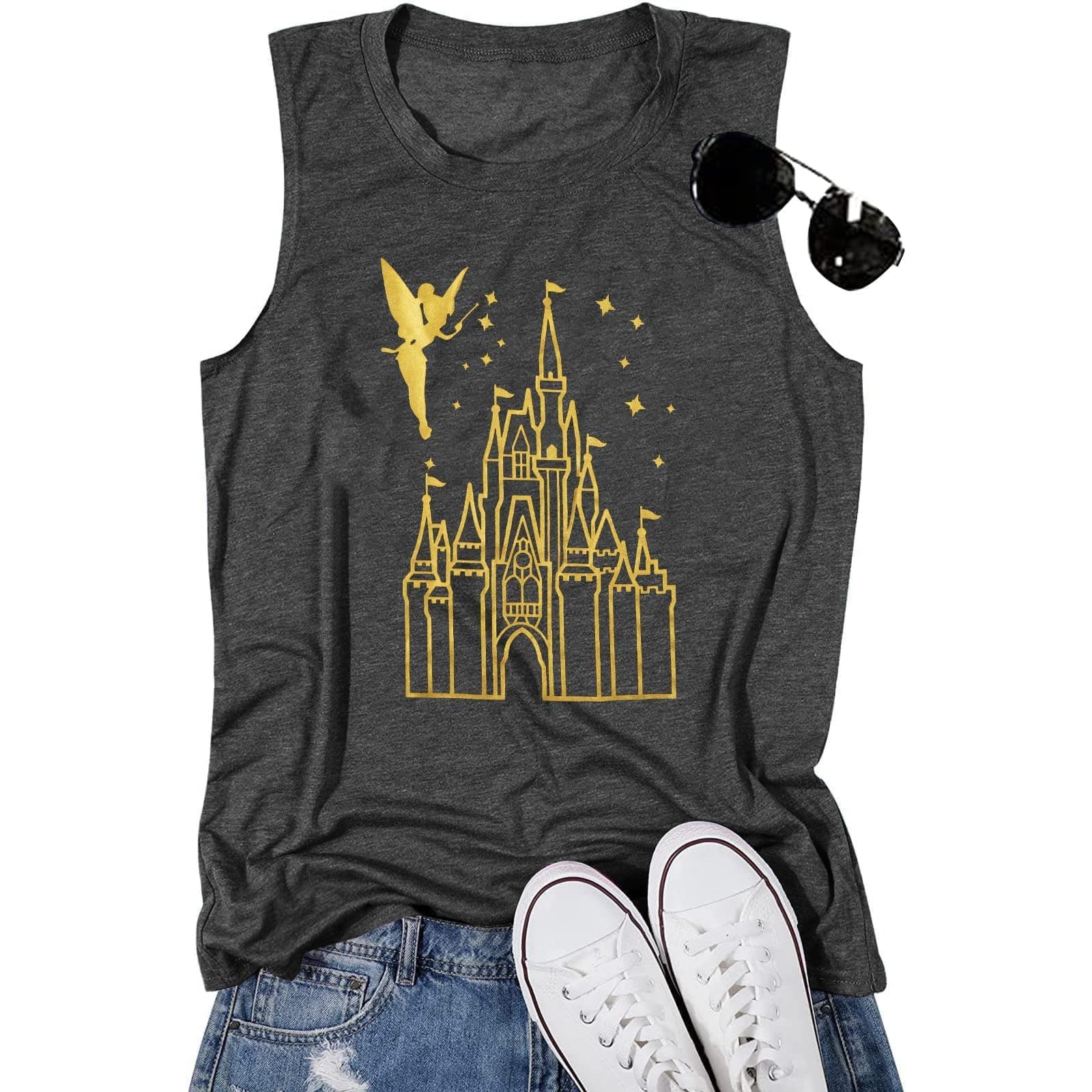 Kingdom Tank Fairy Castle Cross-Border Loose Sleeveless Top Women's Thin Casual T-Shirt