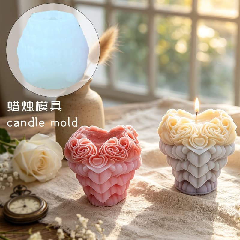 Valentine's Day love three-dimensional pattern relief candle aromatherapy ornaments creative rose plaster cake mold silicone mold