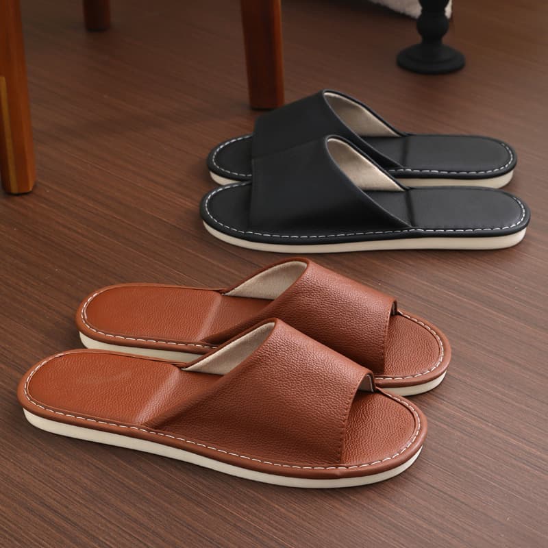 All-Cowhide Non-Stinky Leather Slippers for Women, Summer Indoor Non-Slip Soft-Soled Home Shoes