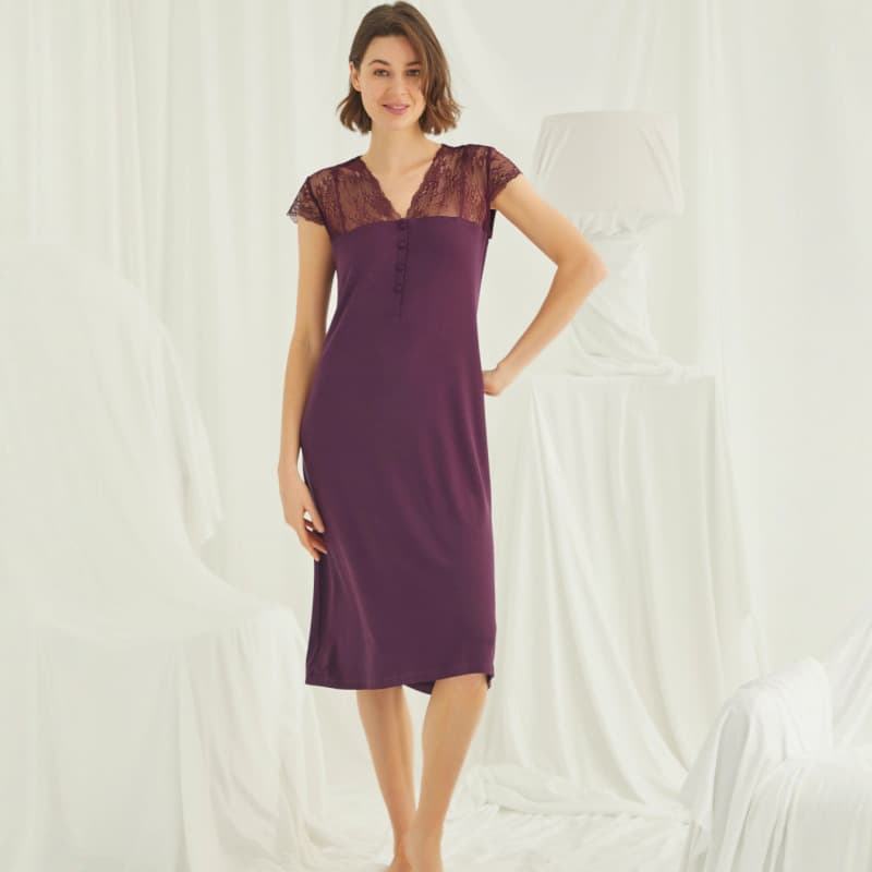 European and American Maternity Nightgown, Nursing Dress, Postpartum Midi Dress, Breastfeeding Sleepwear