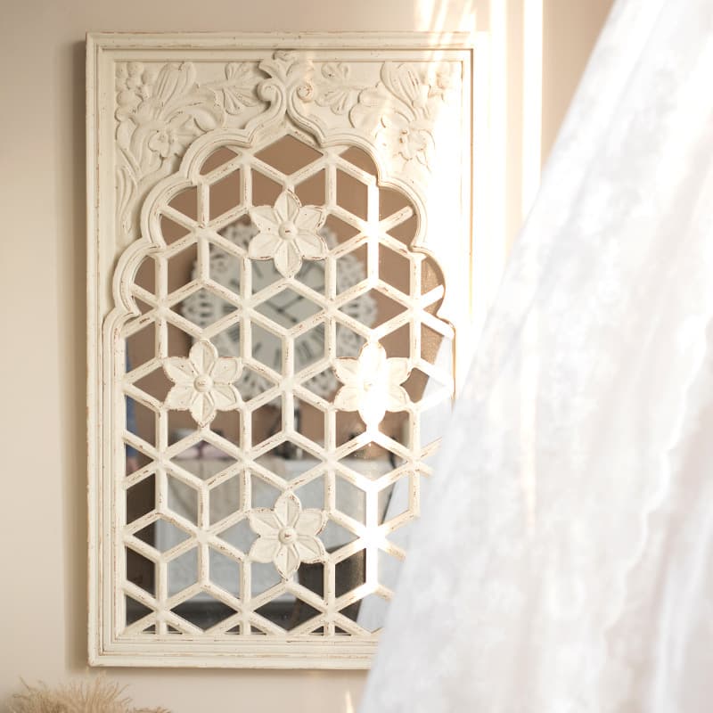 You Can Use French-Style Wall Decorations, Wall Art, Faux Windows, Mirrors, Vintage Staircases, Bedroom Background Walls, and Mirror Surfaces