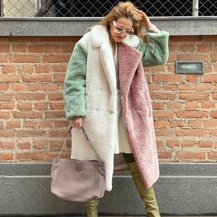 European Style Color-Block Fine Knit Rex Rabbit Fur Coat, Thick Long Winter Faux Fur Jacket for Women, Wholesale Light Luxury