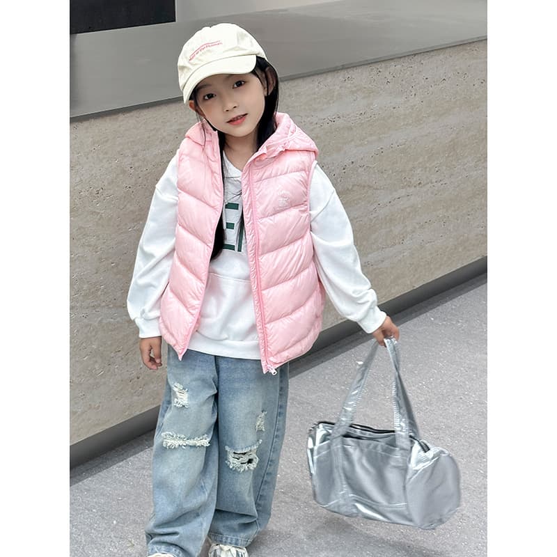 2024 New Snoopy Children's Down Hooded Vest Outerwear Ultra-light Fashion Down Waistcoat