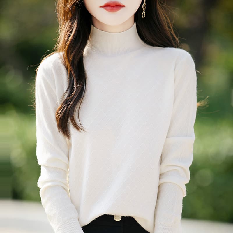 Wholesale 2024 Autumn and Winter New Pullover Knitted Sweater Women's Andy Velvet Half Turtle Collar Bottoming Shirt Women's Slim-fitting Foreign Trade