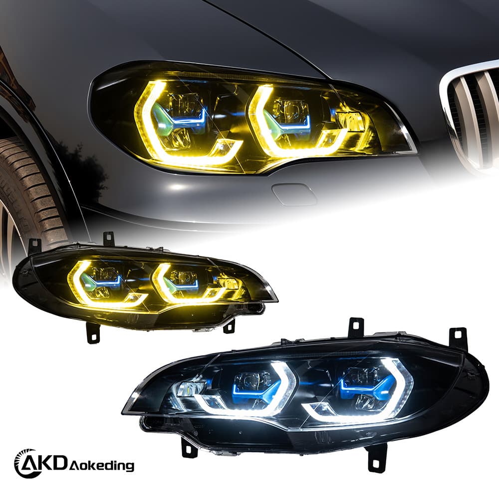 Compatible with 07-13 BMW X5 Headlight Assembly E70 Modified Dual-Color Sequential Turn Signal LED Projector Headlight
