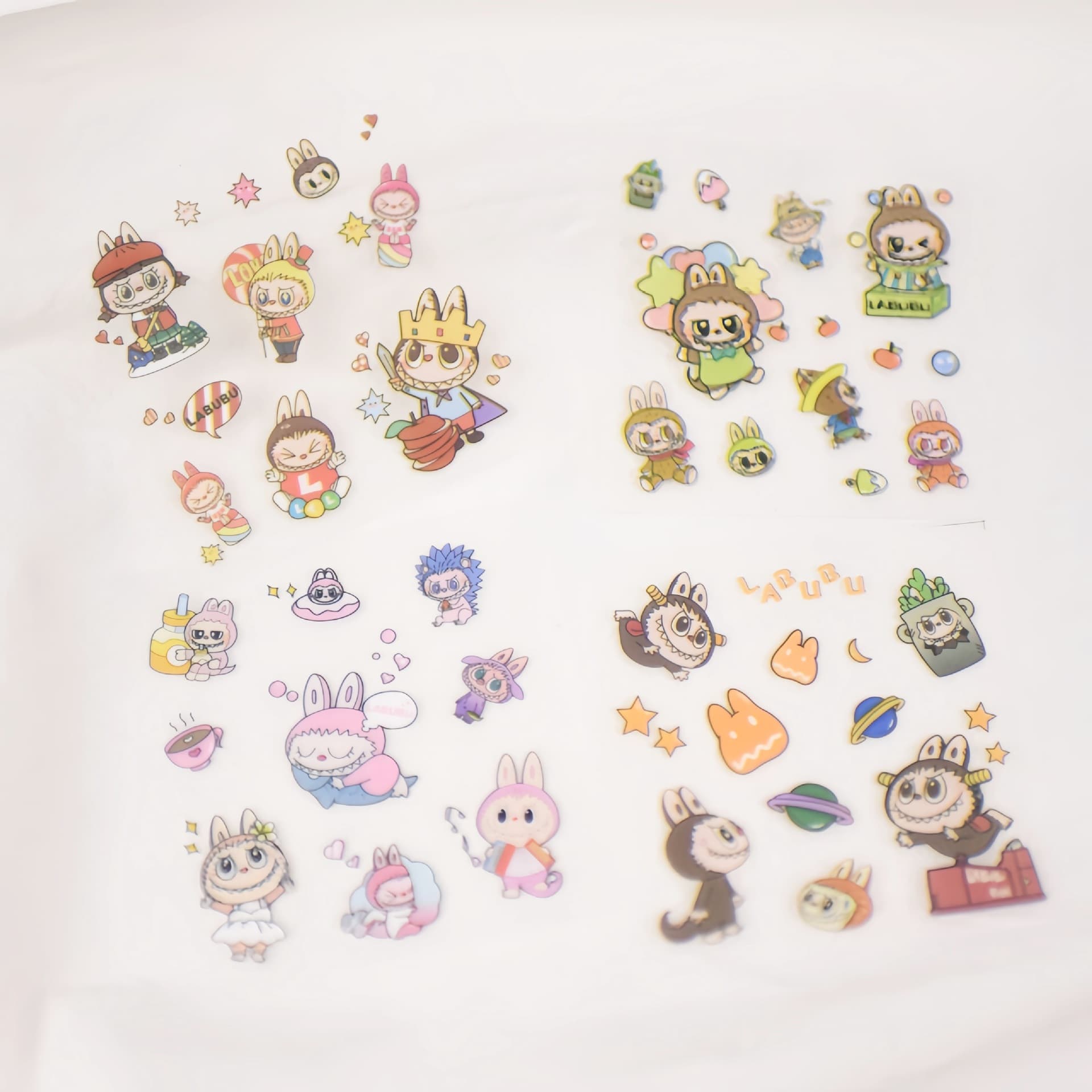 LABUBU cute cartoon scrapbooking stickers, creative children's journal decals, PVC Gu-card stickers, optional DIY stickers