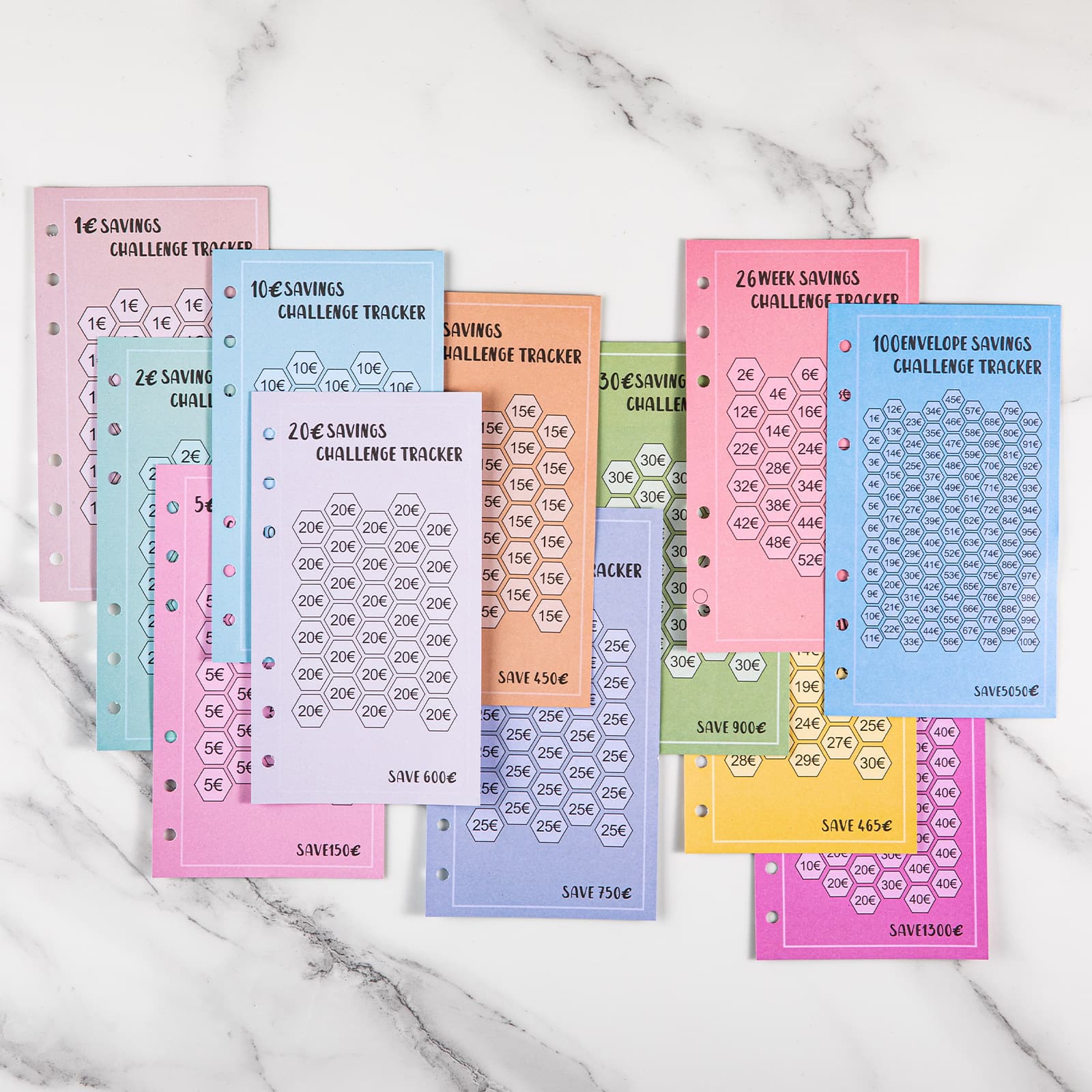 Cross-border Dedicated 6-Hole A6 Euro 100 Envelopes Save Money 52-Week Savings Challenge 30-Day Savings USD Punch Paper