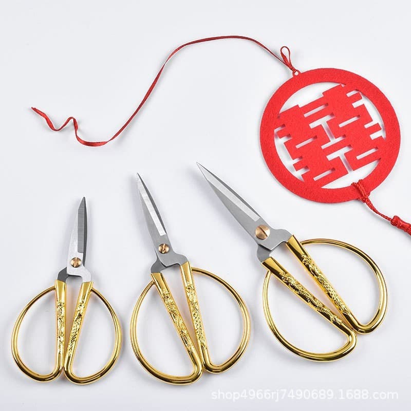 Household scissors, dragon and phoenix alloy scissors, zinc alloy scissors, opening ceremony ceremonies and ribbon-cutting scissors.