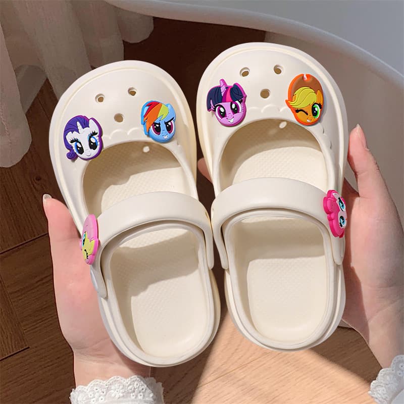 My Little Pony new cute cartoon beach clogs for kids and adults, suitable for home and outdoor use, non-slip soft-soled clogs.