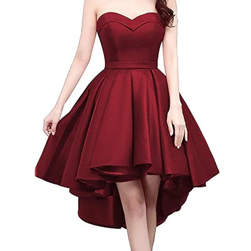 Strapless Short Front Long Back Evening Gown, Amazon Cross-Border Ball Party Dress, Socialite Birthday Slimming Dress