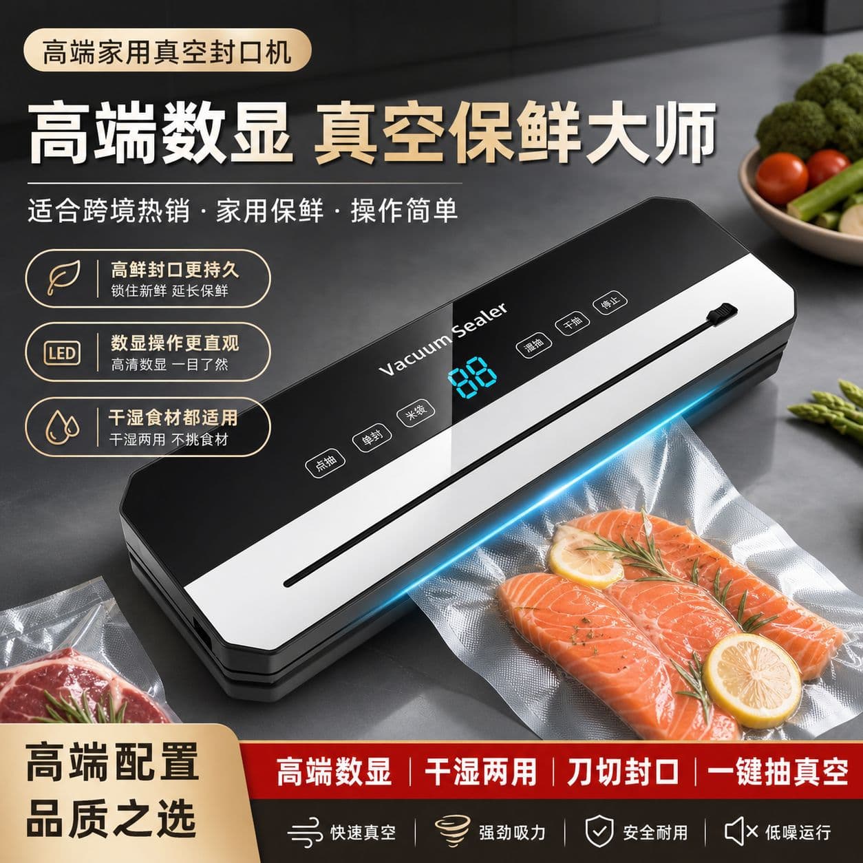 Vacuum sealing machine household fully automatic food preservation sealing machine small portable food bag vacuum plastic sealing machine