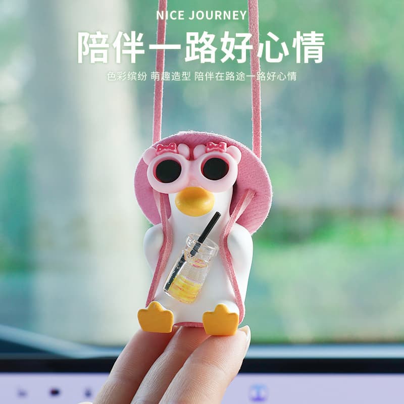 Swing duck car interior pendant in car female internet celebrity car trailer car rear view mirror hanging ornament female exquisite pendant