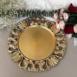 Cross-border Charger Plates European Vintage Tray Western Restaurant Gold Hotel Wedding Decorative Plate