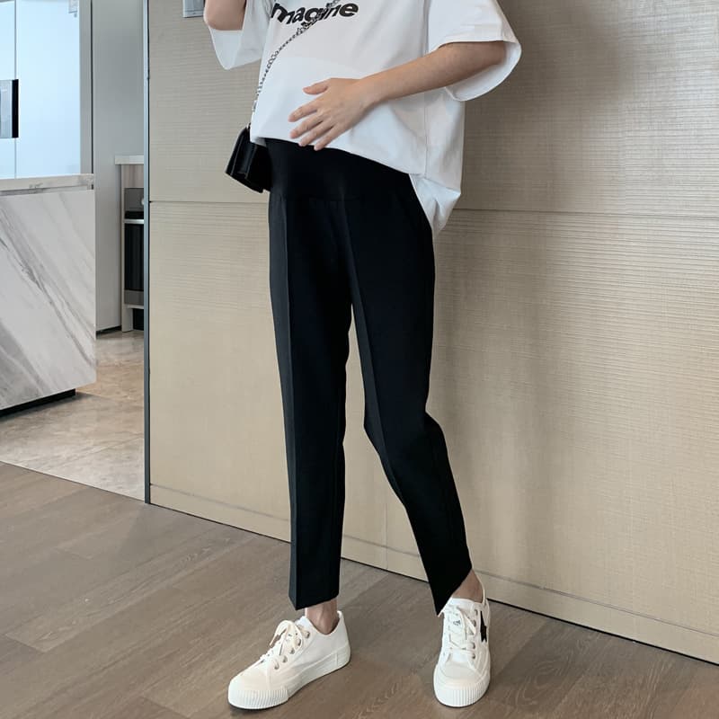 High Elasticity Fleece Lined Maternity Pants Loose Wide Leg Comfortable Nine-Piece Crop Pants Spring Summer Autumn Winter