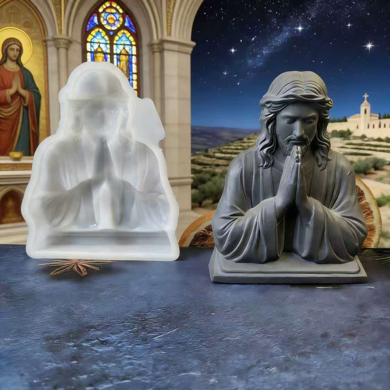 S2840 Semi-3D Figure Ornament Decoration Cement Plaster Mold DIY Silicone Mold