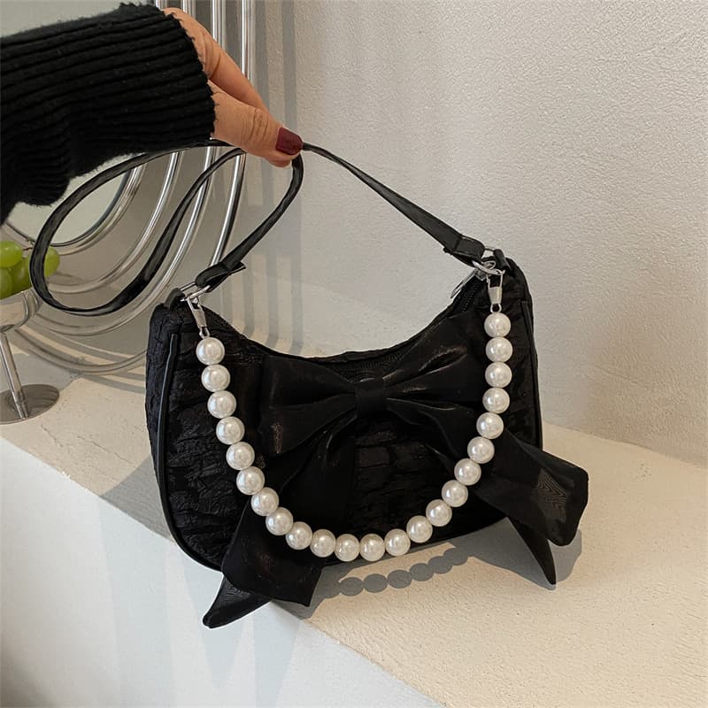 Fashionable Bow Top-Handle Pearl Bag Trendy New Crossbody Mini Bag Summer Popular Women's Shoulder Bag