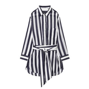 Cross-border European American Women's Fashion Long Sleeve Turn-down Collar Cotton Stripe Blouse