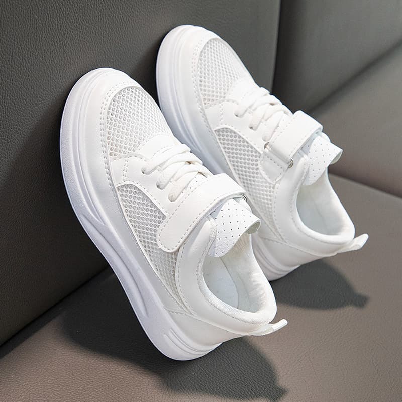 Kids White Shoes Boys Girls Casual Sneakers Summer New Student Mesh Shoes Breathable Soft Sole Boys Sports Children's Shoes