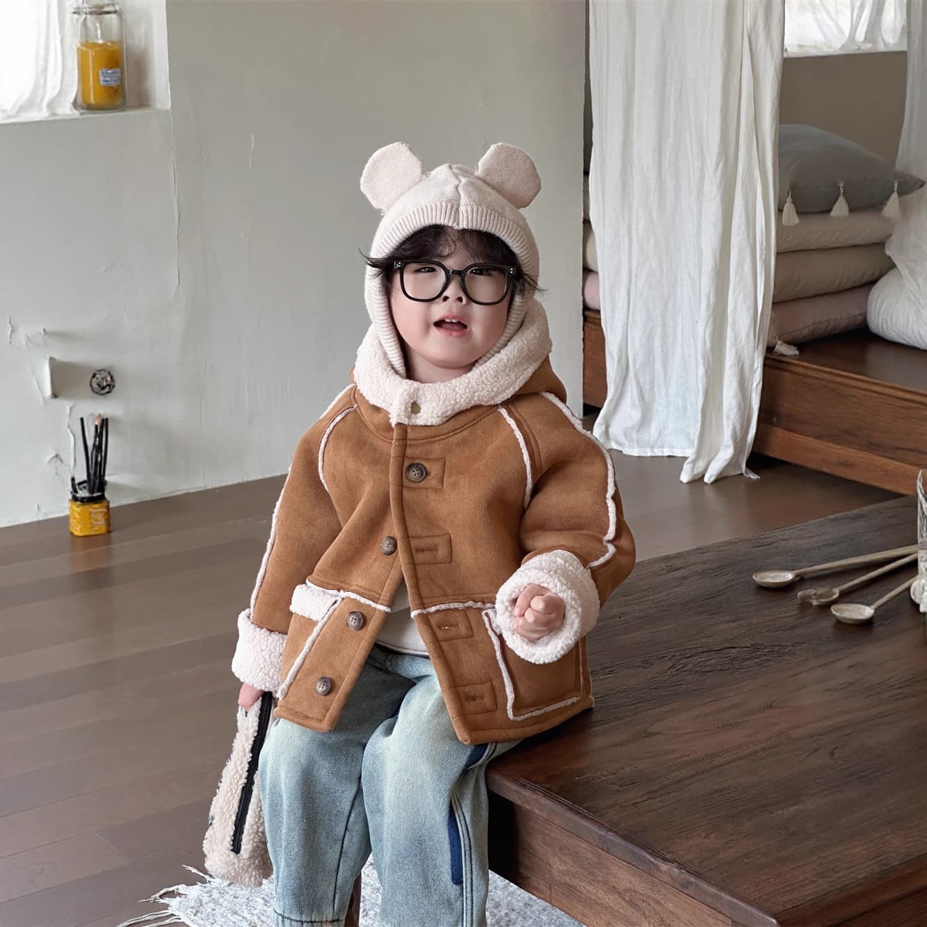 Reversible ~ Korean style unisex thickened warm suede fleece hooded coat/jacket