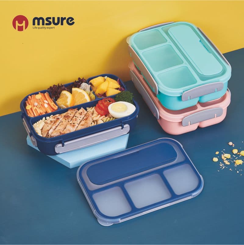 Amazon Sealed Lunch Box PP Four-Compartment Student Food Container with Lid, Food-Grade, Microwave-Safe Lunch Box
