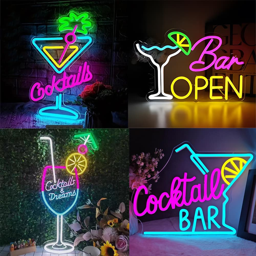 Cocktail Neon Bar Decoration Luminous Letters Acrylic Cocktail Letter Shape Light