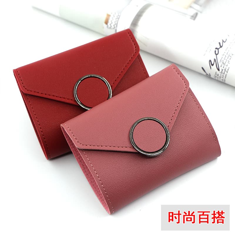 Solid Color Women's Wallet Short Korean Style Small Three-fold Coin Purse Card Holder Personalized Simple Clutch
