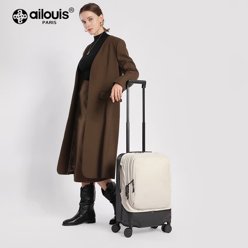 Ailuyi Large Capacity Trolley Backpack Waterproof Solid Color Universal Wheel Travel Bag Lightweight Handheld Business Trip Boarding Bag