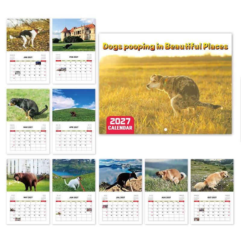 2027 Calendar Collection Dog Poop Calendar Wall Calendar
