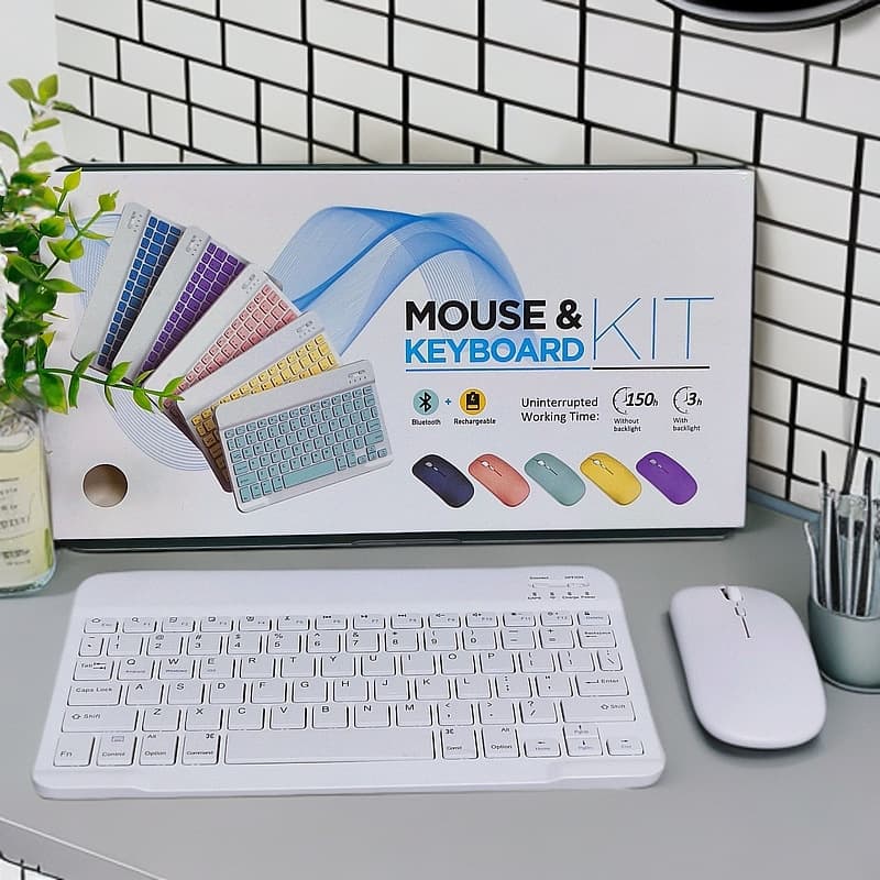Bluetooth Wireless Keyboard Mouse Mini for Business Travel Office Essentials External for Mobile Tablet Laptop Systems