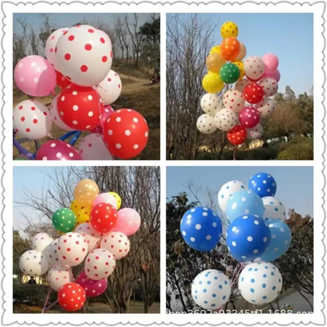 12-inch Thickened Colorful Polka Dot Balloons, Transparent Dot Latex Balloons, Baby Kids Birthday Party Decoration