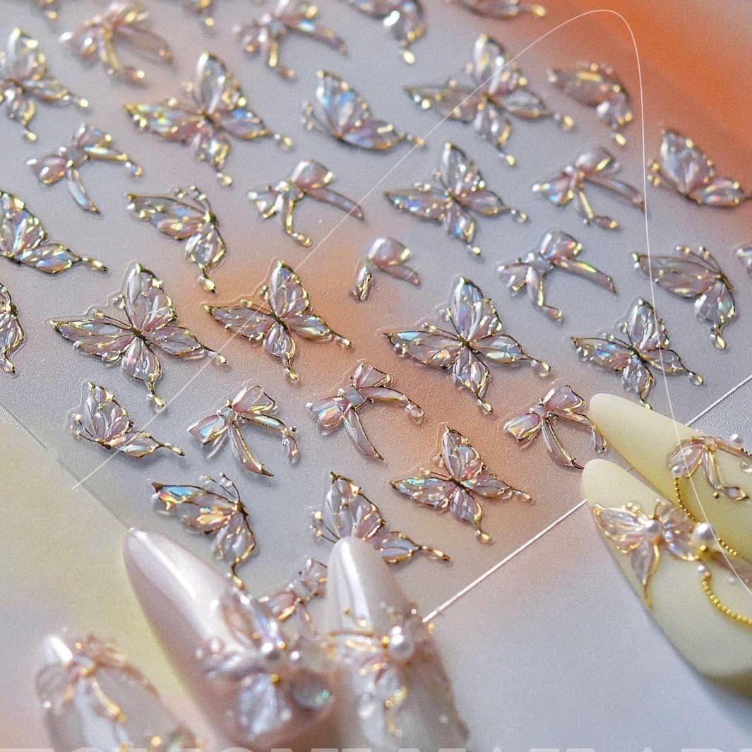 Jelly Nail Stickers Moshou Collaboration Hot Selling Stationery Phone Nail Butterfly Nail Stickers