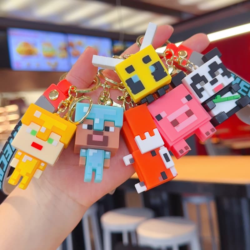 Cross-border Creative Minecraft 3D Sandbox Game Keychain Couple Keychain Bag Charm