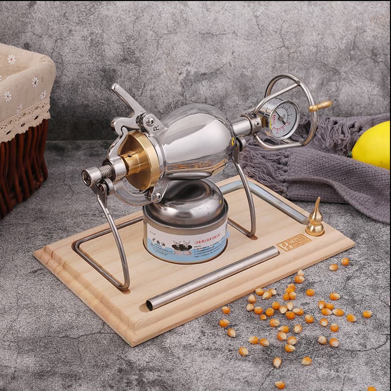 Household mini popcorn machine grain amplifier 304 stainless steel old-fashioned hand-cranked popcorn stove new model